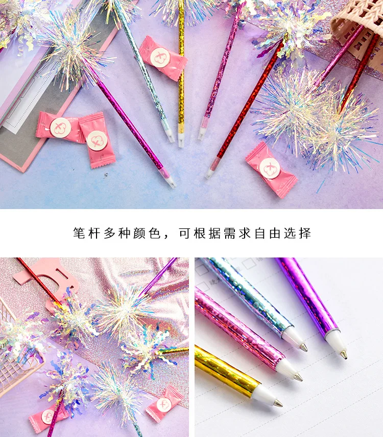 Beautiful Cute Rainbow Colors Silk Ball Pen Iridescent Laser Ballpoint Pen for Kids School Stationery Gift Korean Supplies