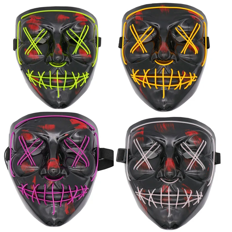 Разноцветная маска EL Wire для Хэллоуина мигающая светодиодная неоновая светильник