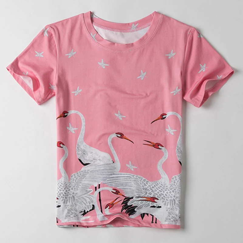 2017 Летняя женская обувь цветной печати Тонкий большой футболка для девушек мод с