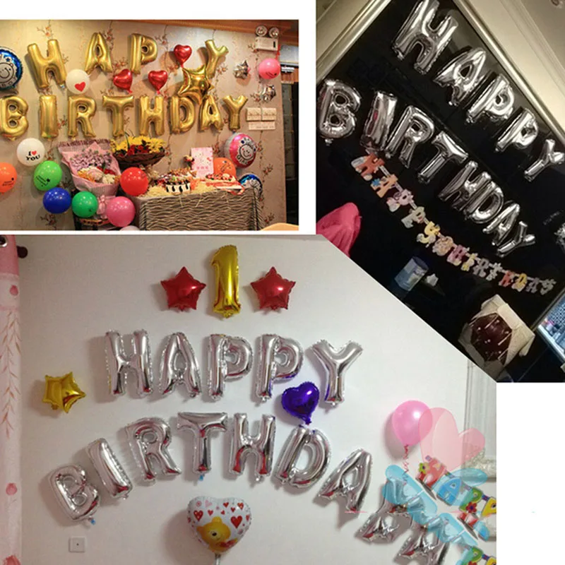 

Aluminum Foil 13 Letters Happy Birthday Balloon 1 Year Party Decorative Balloons Ballon Balon Baloon Anniversaire Decorations