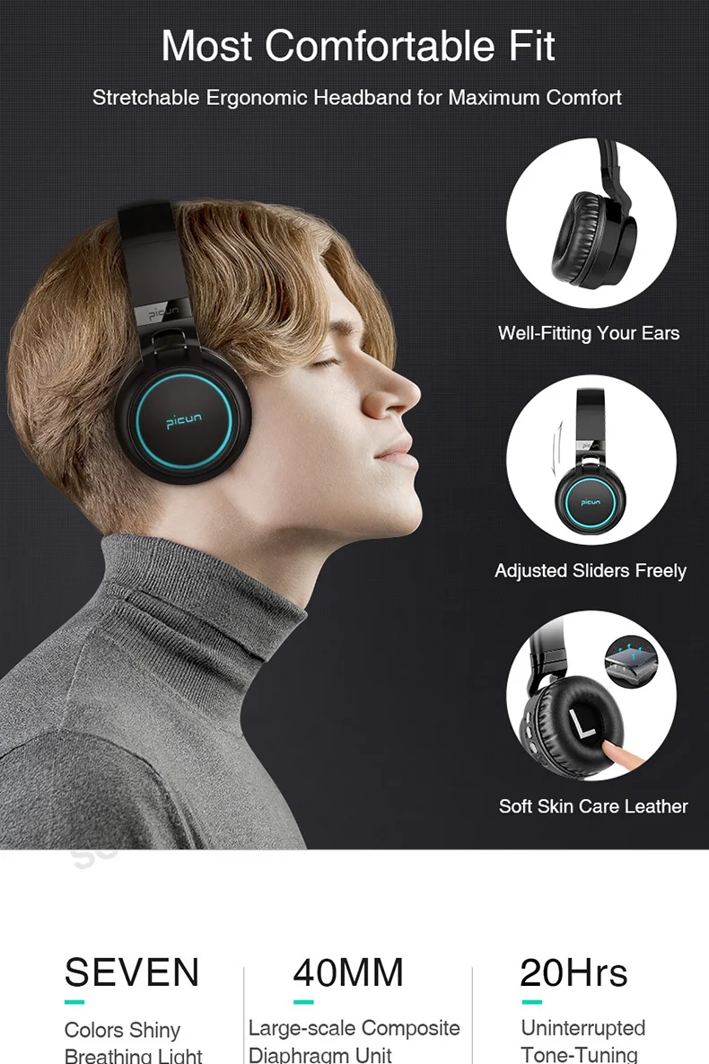 Светящиеся стерео шлем Аудио Bluetooth наушники беспроводные большие наушники спортивные наушники микрофон светодиодный свет TF FM для ПК телефона