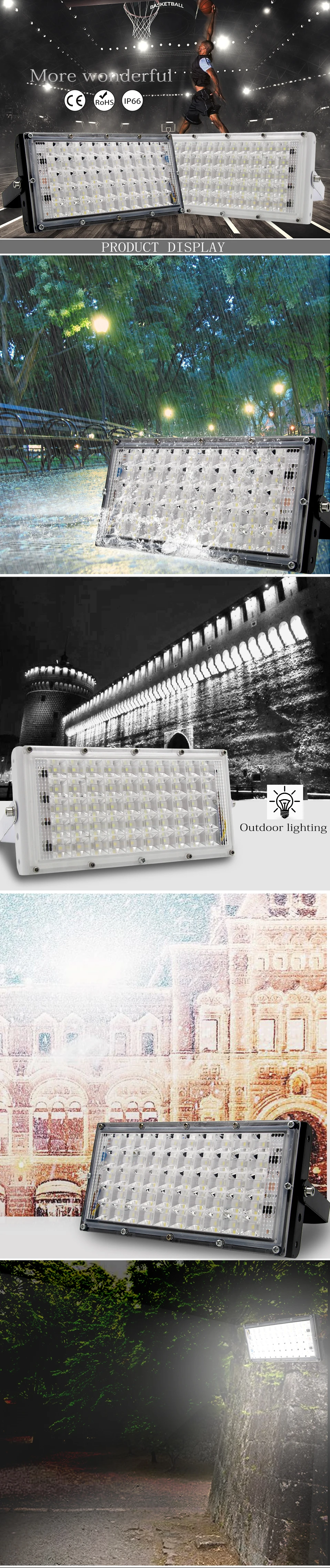 DINGDIAN светодиодный 50 Вт прожекторы AC165-260V наружные огни ультра яркий прожектор светодиодный проектор строительство уличная садовая лампа