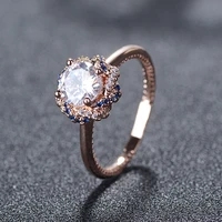 romad aaa zircon engagement rings for women rose gold color wedding rings female anel austrian crystals jewelry top quality