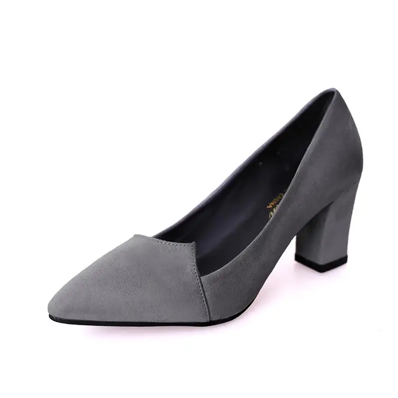 Женские туфли-лодочки модельные туфли на среднем каблуке удобные женские туфли для работы грубые женские туфли на толстом каблуке с ремешком на щиколотке квадратный каблук CS#1 - Цвет: Gray