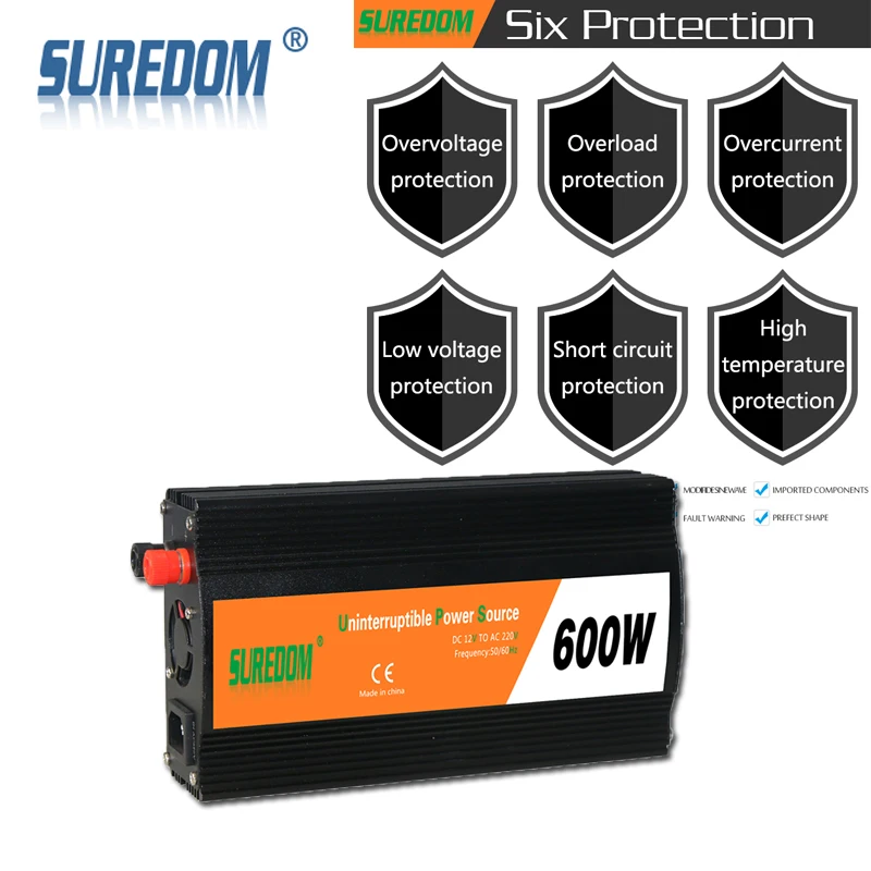 SUREDOM 600 Вт 12В в переменный ток 110В/220В решетки модифицированный синусоидальный