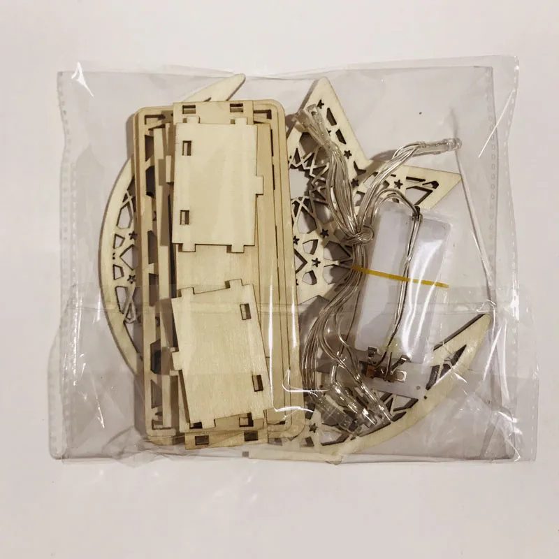 Деревянные украшения на Рамадан Led луна и Ид Мубарак для дома Ислам Мусульманский