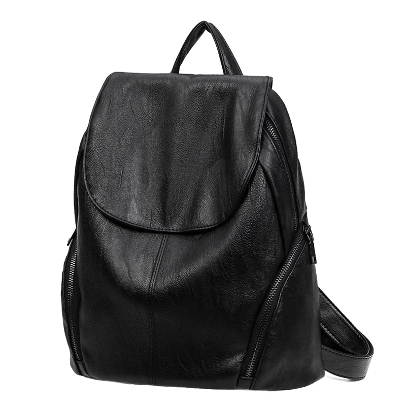 Женский кожаный рюкзак Простой Школьный из потертой кожи в Корейском стиле