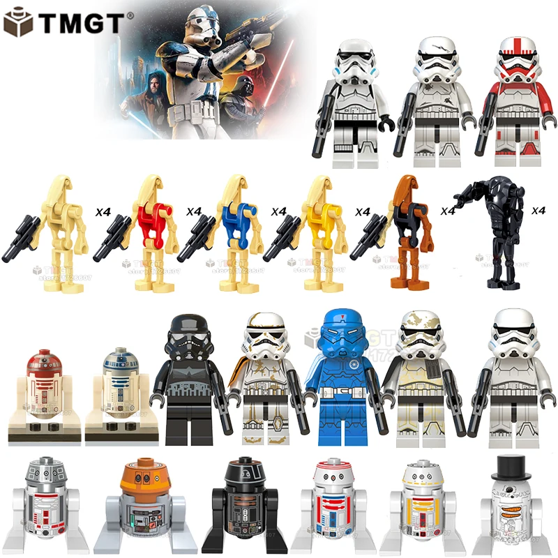 Одиночная звезда мини кирпичи Боевой Дроид робот-солдат R2D2 C-3PO Дарт солдат снегоступы K-2SO строительные блоки игрушки для детей