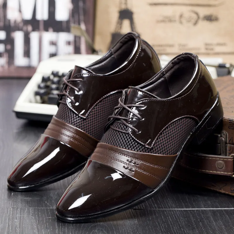 Men Leather Shoes Oxford PU Men's Dress Business Flat Breathable Banquet Wedding 48 | Обувь