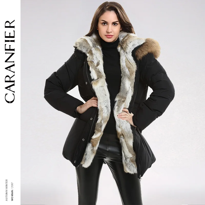CARANFIER 2017 новые женские зимние пуховые пальто 100% полиэстер Eendendons бренд Jassen Zwart Rits