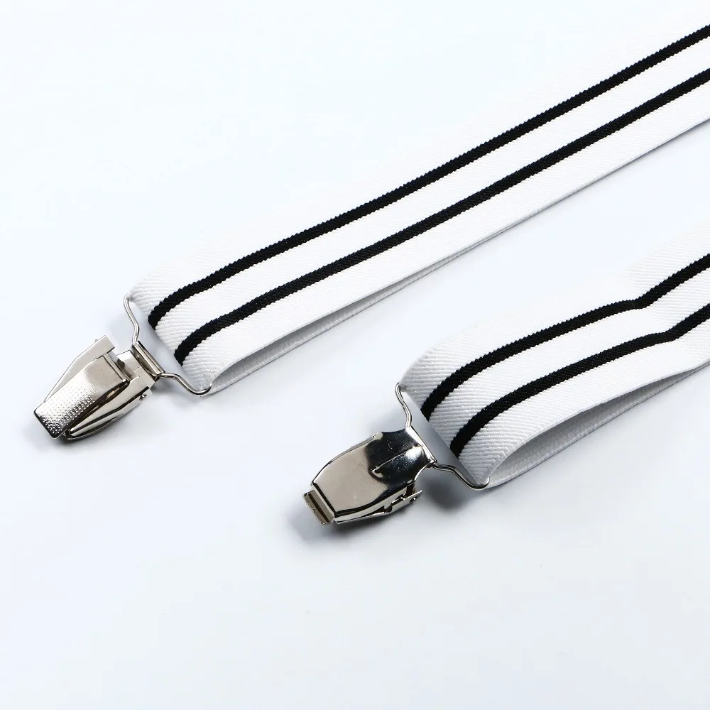 Мужские Регулируемые Эластичные подтяжки с клипсой унисекс черно-белые