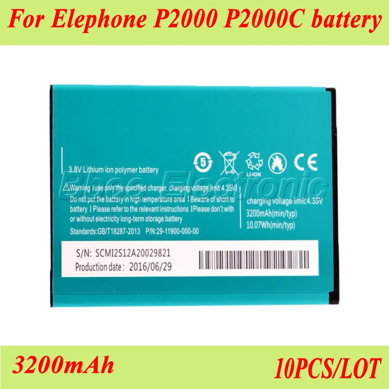 

10PCS/LOT 3200mAh For Elephone P2000 P2000C Battery Batterie Bateria AKKU Accumulator PIL Cell Phone