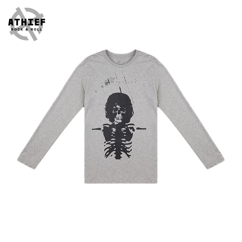 ATHIEF Повседневная ДВЕРИ Джим Моррисон с Печатным Рисунком С Длинным Рукавом