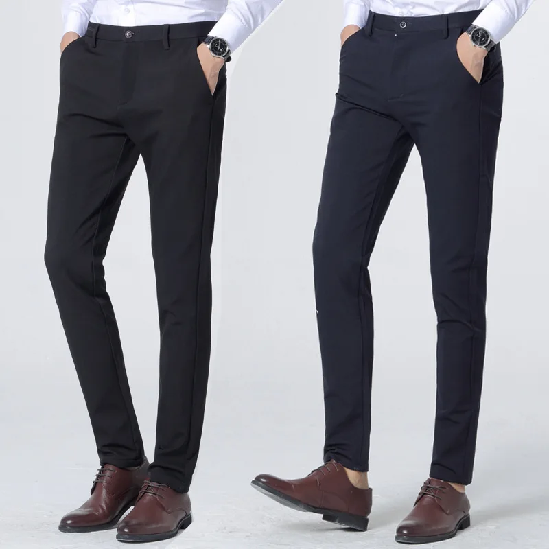 2018 New Fashion Mens Business Formal Suit Pants Four-sided Elasticity Slim Fit Quality Male Leisure Trousers | Мужская одежда