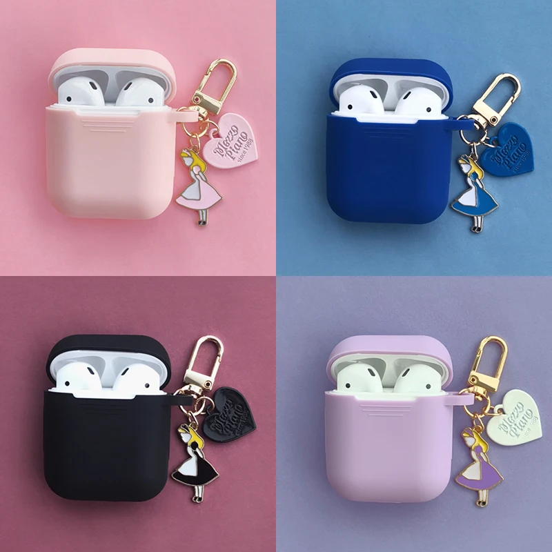 Девушка мультфильм милый силиконовый чехол для Apple аксессуары для airpods Bluetooth чехол для гарнитуры наушников коробка украшение крышка брелок
