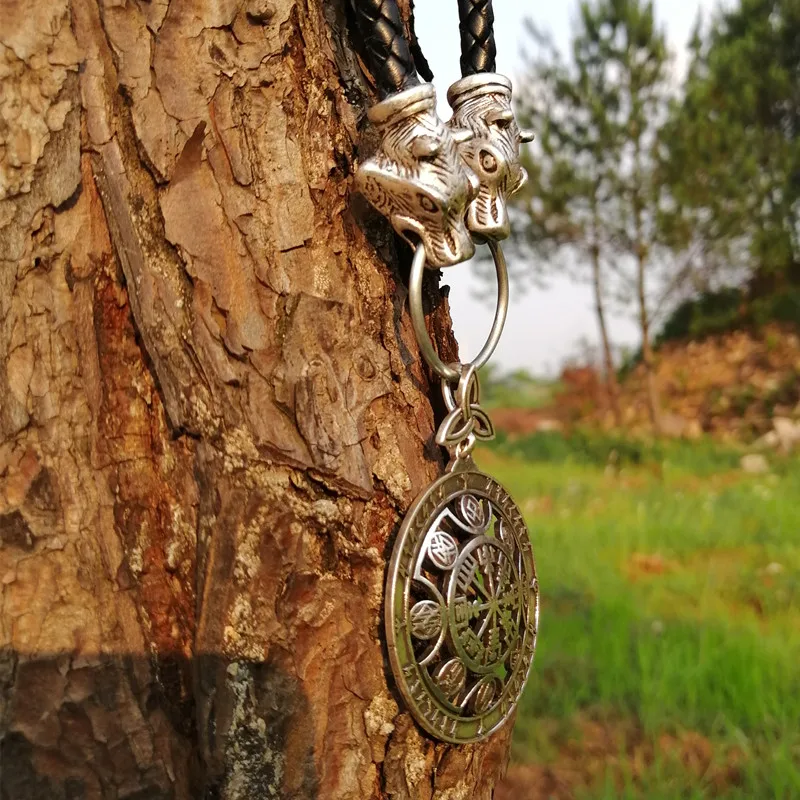 Голова Волка Vegvisir ожерелье с подвеской в форме руны viking кожаное для мужчин и