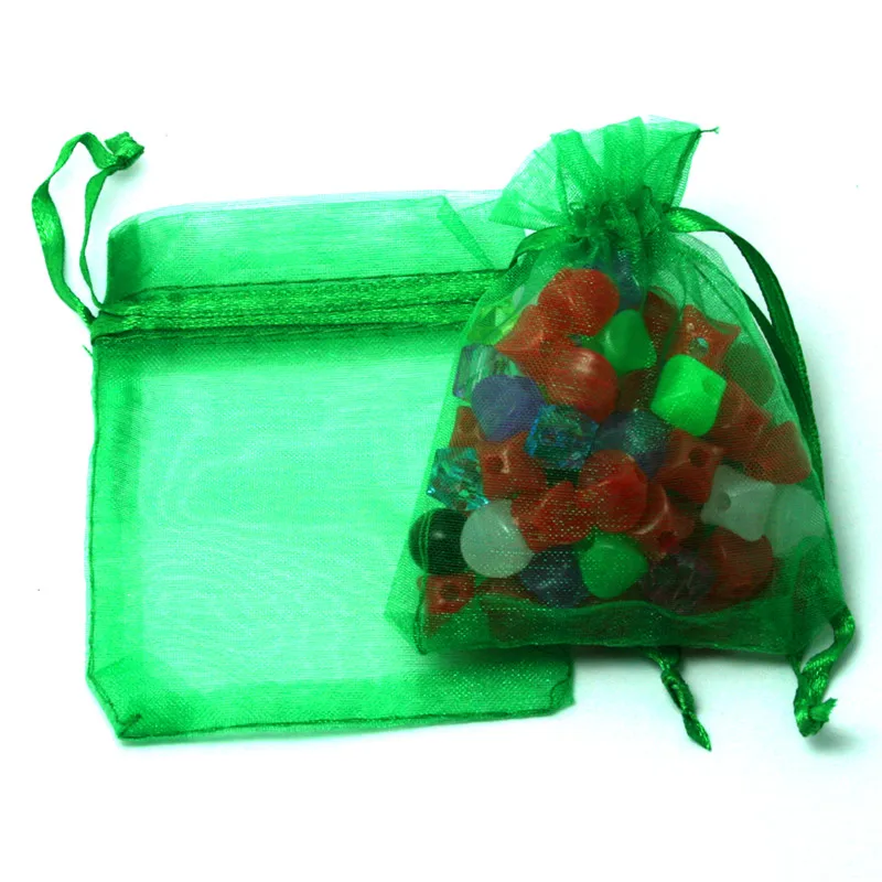 Green 7x9 см 10 шт./пакет мешки из органзы Свадебные мешки милый Подарочный пакет 16 Цвета выбор Ювелирная упаковка прозрачная Сетчатая Сумка - Цвет: Green
