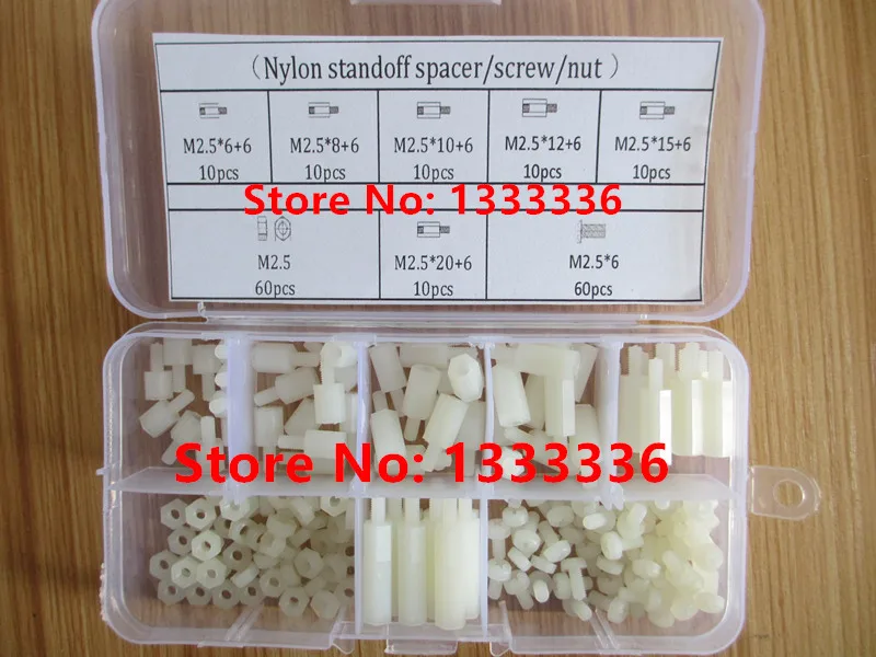

180pcs/box M2.5 Length 6mm Nylon Hex Thread Standoff Spacers Screw/ Nut Assortment Kits Plastic Screws M2.5*6 to M2.5*20