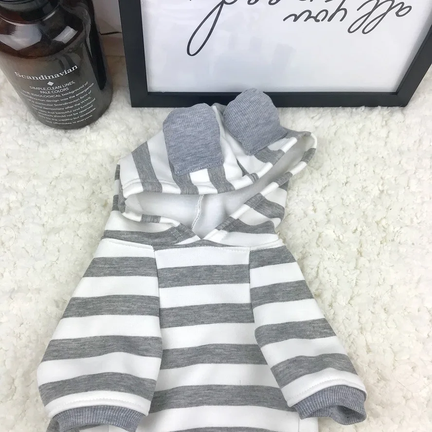 2018 Горячая летняя одежда для собак с милыми ушками украшения в полоску