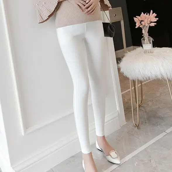 Белый 1662# Strech Cotton Skinny Maternity Legging Autumn Fashion Slim Pants Clothes for Pregnant Women Belly Pregnancy Clothing - Цвет: Белый