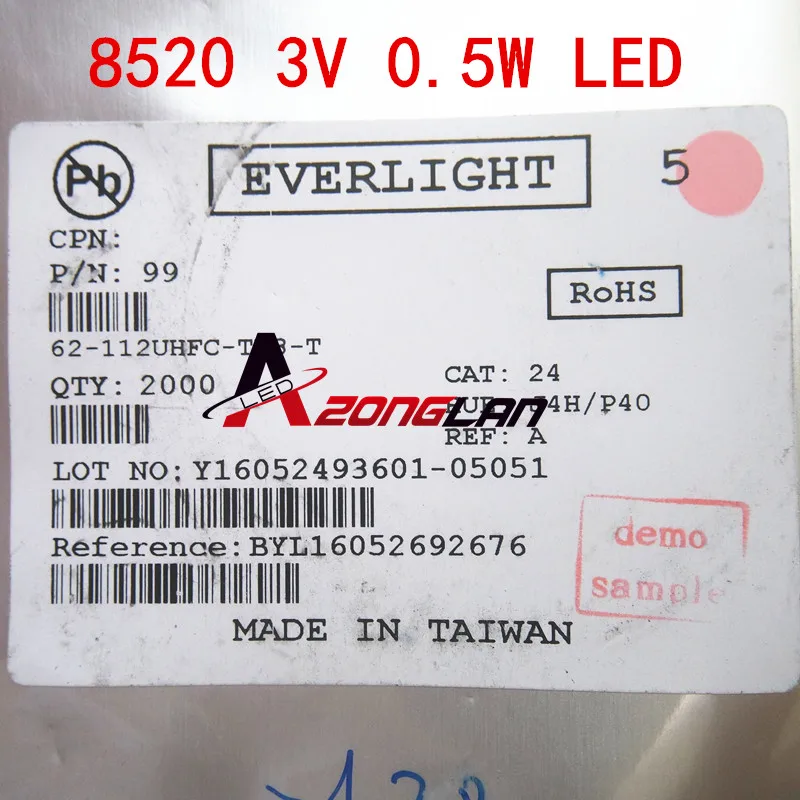 50 шт для EVERLIGHT SMD 8520 LED подсветка 0 5 W 3V холодный белый 50-55LM ТВ применение | Лампы и