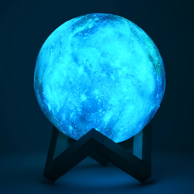 Rambery Moon лампа 3D Moon Ночной светильник с подставкой Звездная Галактическая лампа 3D лунный Ночной светильник с пультом дистанционного управления 16 цветов для детей