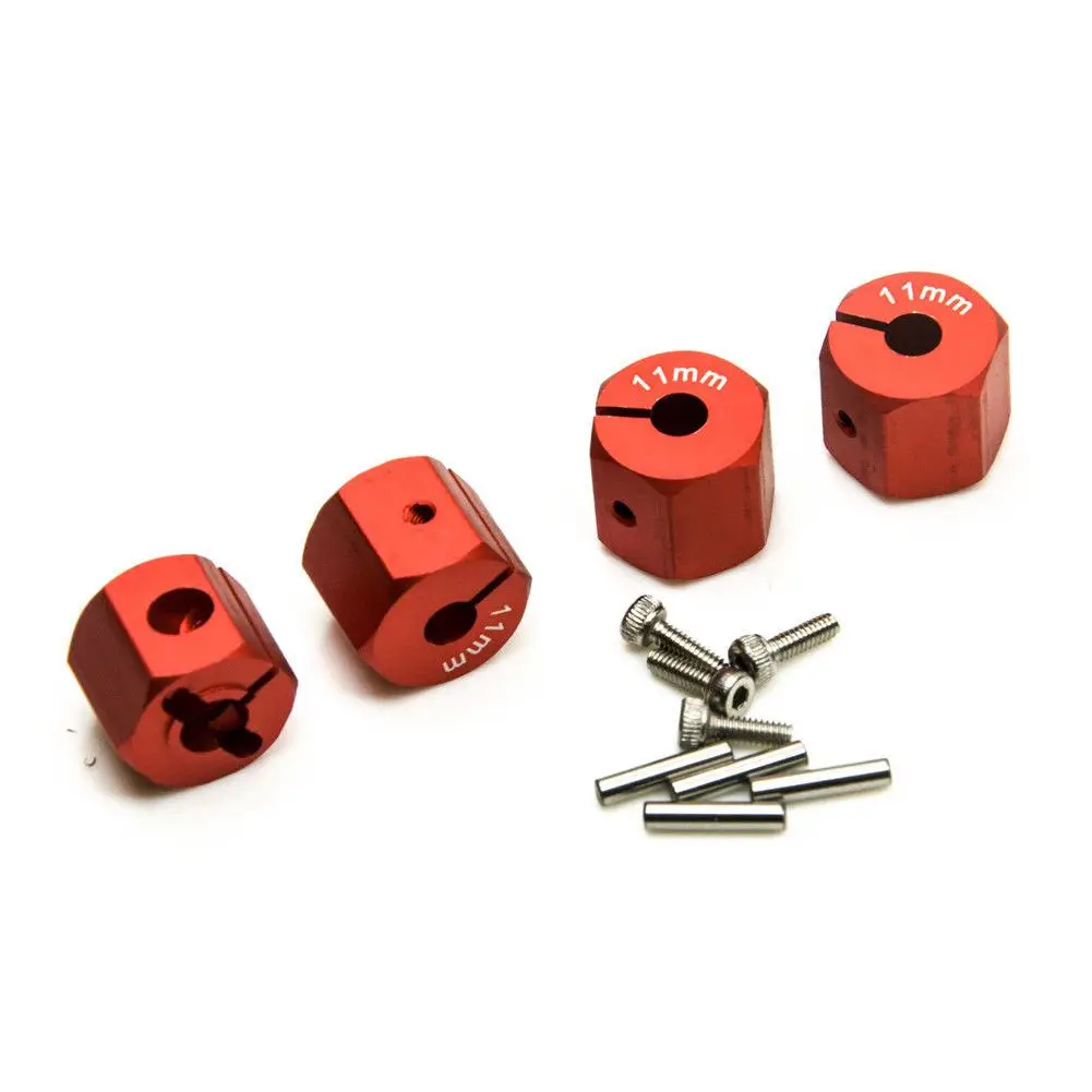 Red 11mm 4 шт. DIY Толщина 8/9/10/11/12 мм машина из сплава RC Запчасти Замена шестигранной ступицы колеса для 1/10 RC Рок Гусеничный - Цвет: Red 11mm