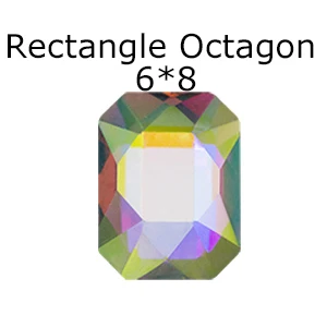 Rectangle Octagon6x8 50 шт украшение ногтя стразами для ногтей искусство Стекло Кристалл AB плоская задняя сторона не горячей фиксации страз клей на Рождество декор супер блестящий - Цвет: Rectangle Octagon6x8
