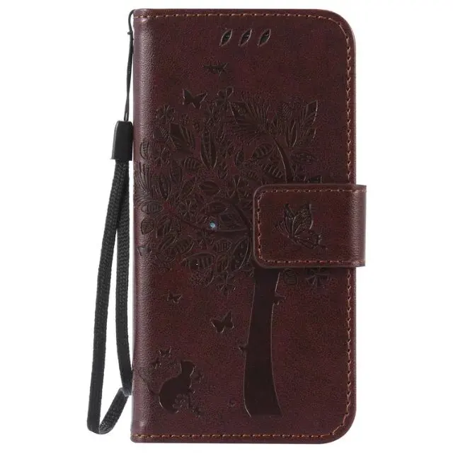 Leather Case For samsung galaxy s4 mini i9190 Дерево Cat Шаблон флип PU Кожаный Бумажник + Кремния С Карт