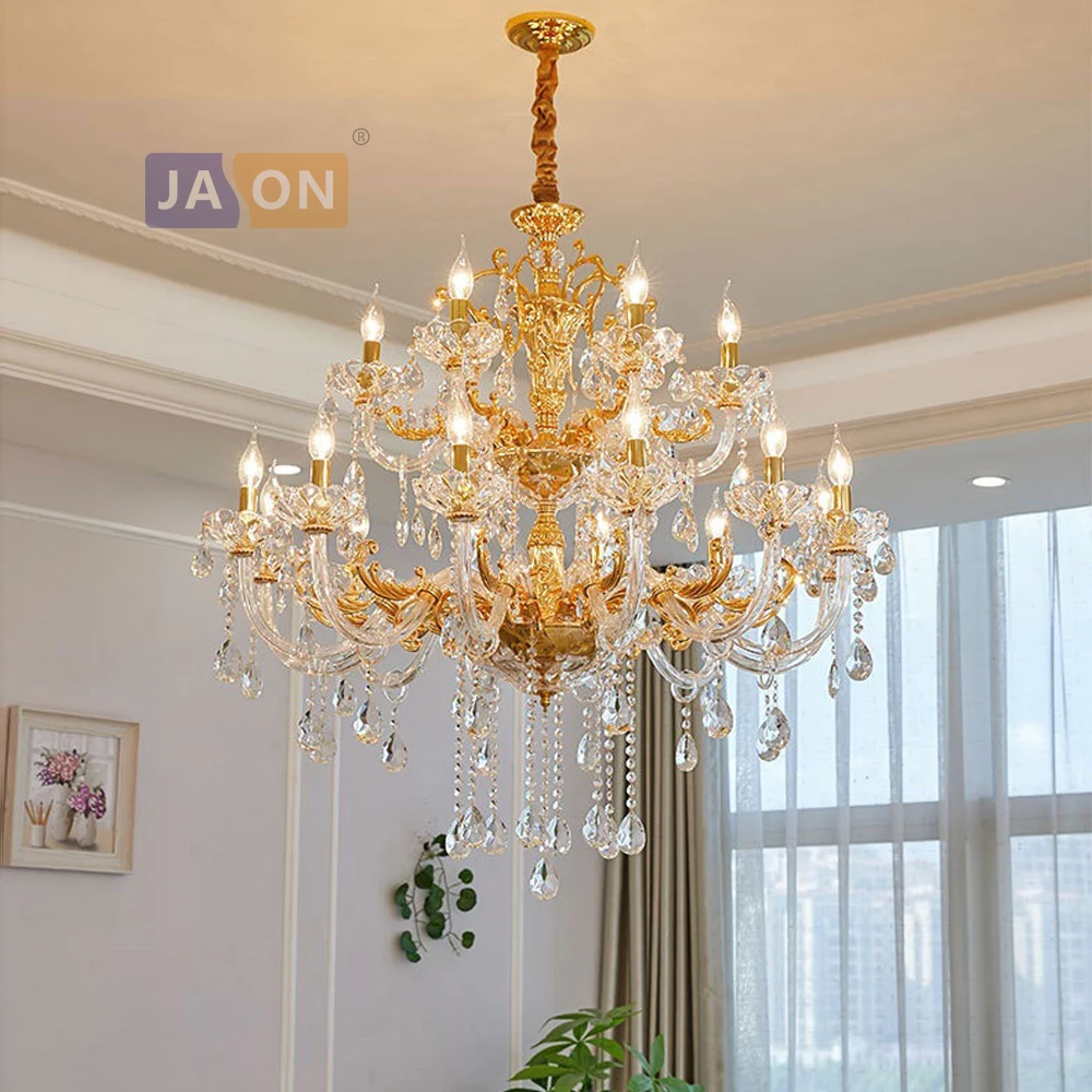 

led e14 Postmodern Zinc Alloy Crystal Glass Gold Chandelier Lighting Lamparas De Techo Suspension Luminaire Lampen For Foyer