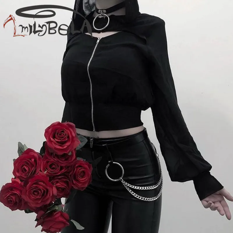 Imily Bela шапка в готическом стиле Kpop толстовка женская Эстетическая толстовки