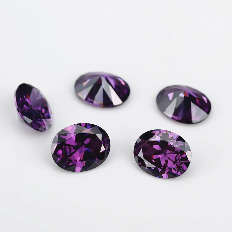 

Size 2x3~13x18mm Oval Shape 5A Purple CZ Stone Synthetic Gems Cubic Zirconia For Jewelry
