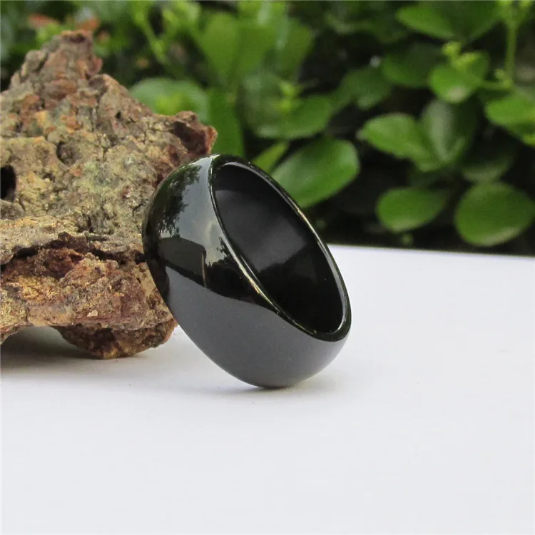 Кольцо из натурального черного агата и нефрита для мужчин женщин | Украшения