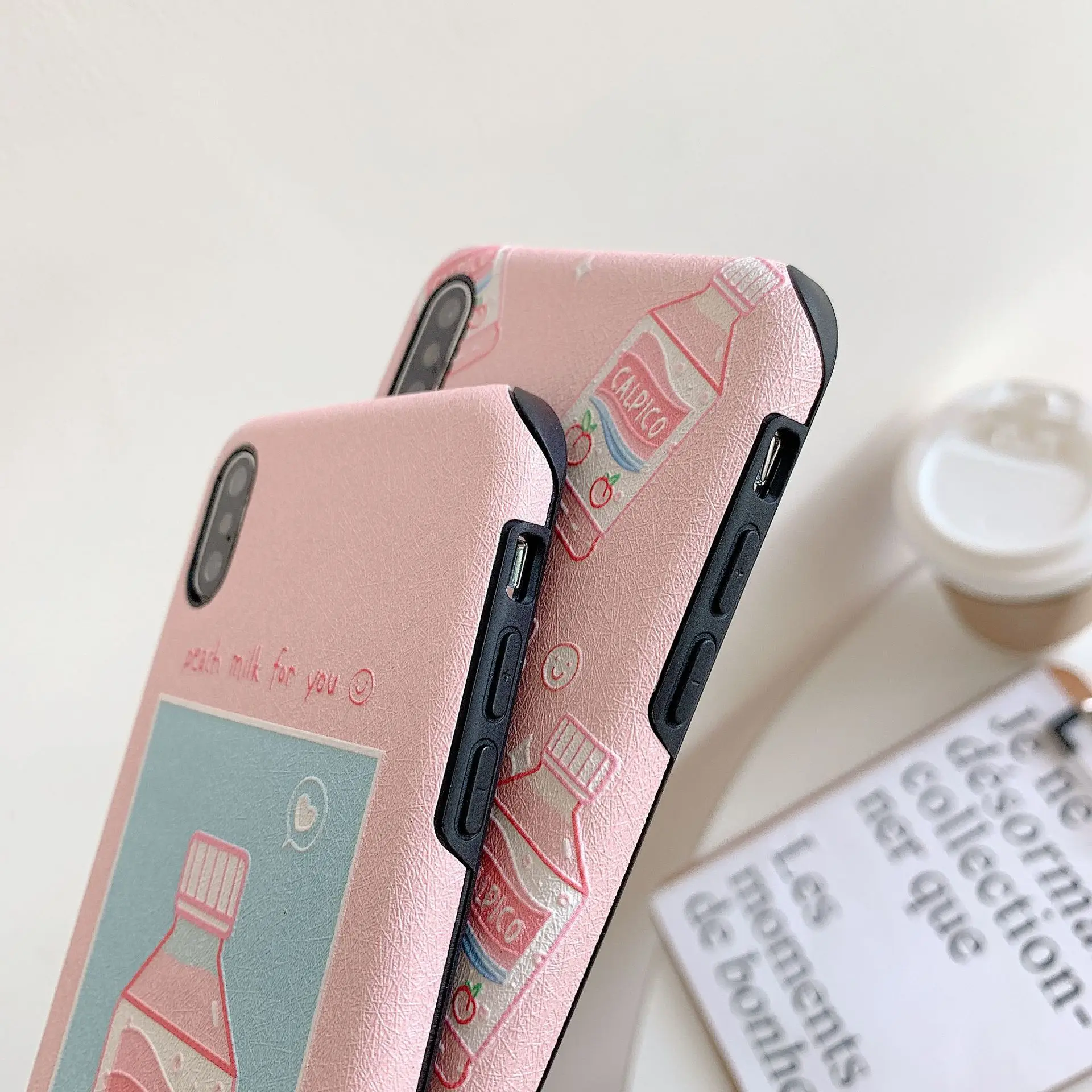 Kuutti Squishy Kawaii Peach Milk Pattern 3D Relief Phone Cases for iPhone 6 6s 7 8 Plus X XR XS Max Cover iphone plus case |