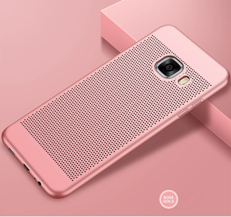 RoseGold Дышащий теплоотвод ПК чехол для samsung Galaxy J3 J4 J6 плюс J7 S9 S8 Plus Note 8 J3 J5 J7 /6/5 J2 J5 J7 Prime - Цвет: RoseGold