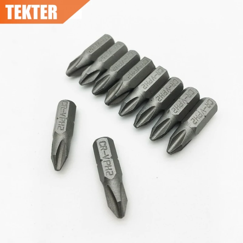 TEKTER 10 шт. хром ванадиевая Cr v сталь #2 пилллипс отвертка Биты 25 мм шестигранный