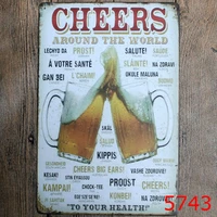 cheers wine metal sign poster for bar pub club shop drink cold free beer tin signs vintage home decor wall art iron plaque yn062