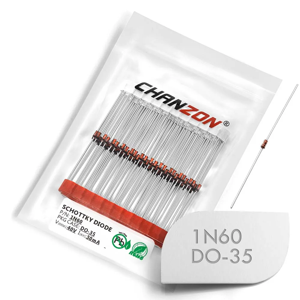 100 шт. Chanzon 1N60 Schottky, Барьерный выпрямитель, диоды из Германия 30 мА 40 В DO-35 Axial IN60 30 мА 40 В для ТВ AM FM-радио