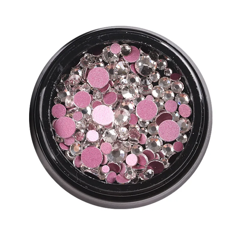 

High Quality 1Bottle/lot Mixed Size Nail Art Glass Rhinestone 3D Nail Art Decorations Nail Accessories