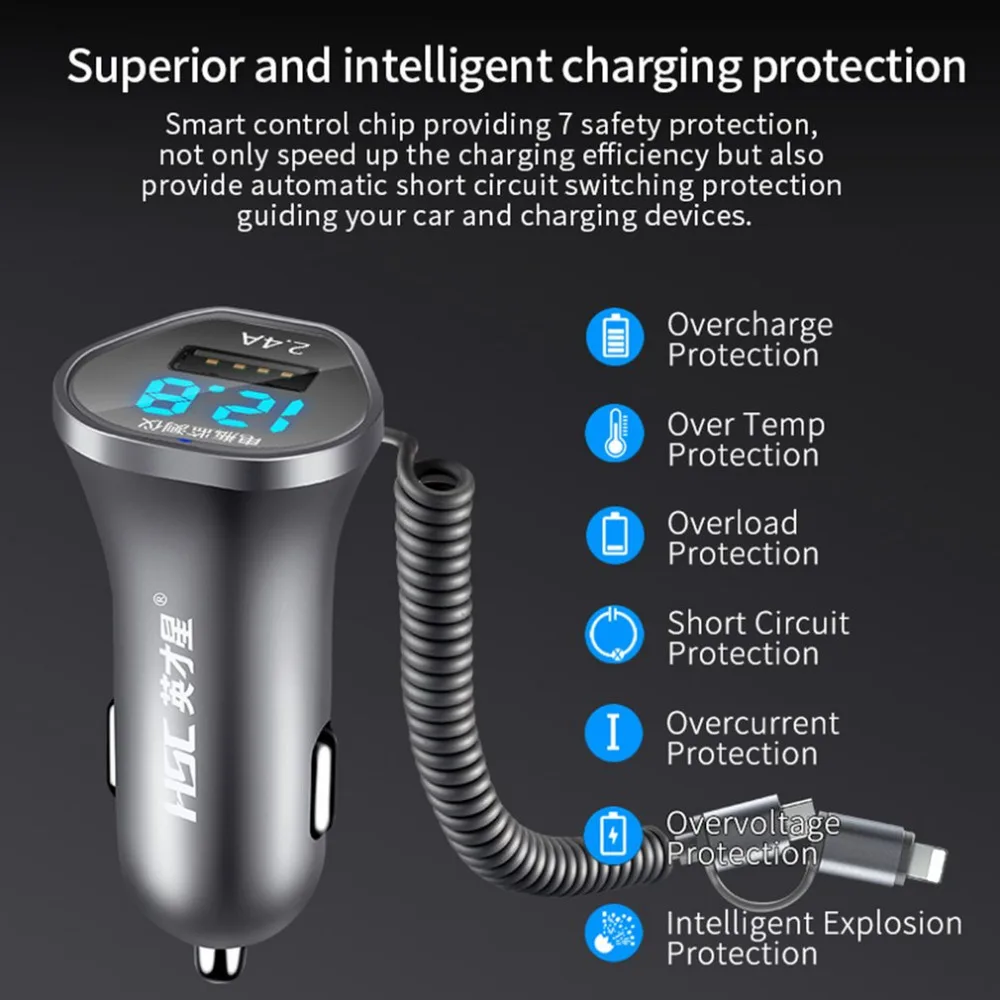 Быстрая автомобильная зарядка multile порт usb зарядное устройство 2 4 пружинный