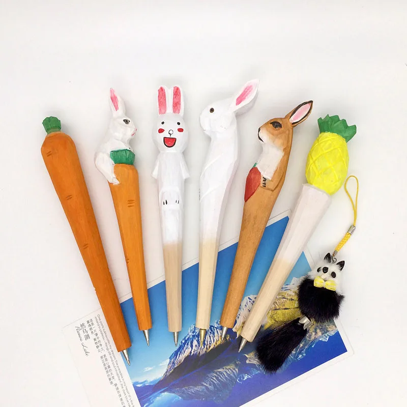 5 шт. кавайная деревянная мультяшная шариковая ручка 3D Ручка в виде животного