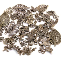 20pcs vintage metal mix sizestyle leaf flower charms plant pendant for jewelry making diy handmade jewelry