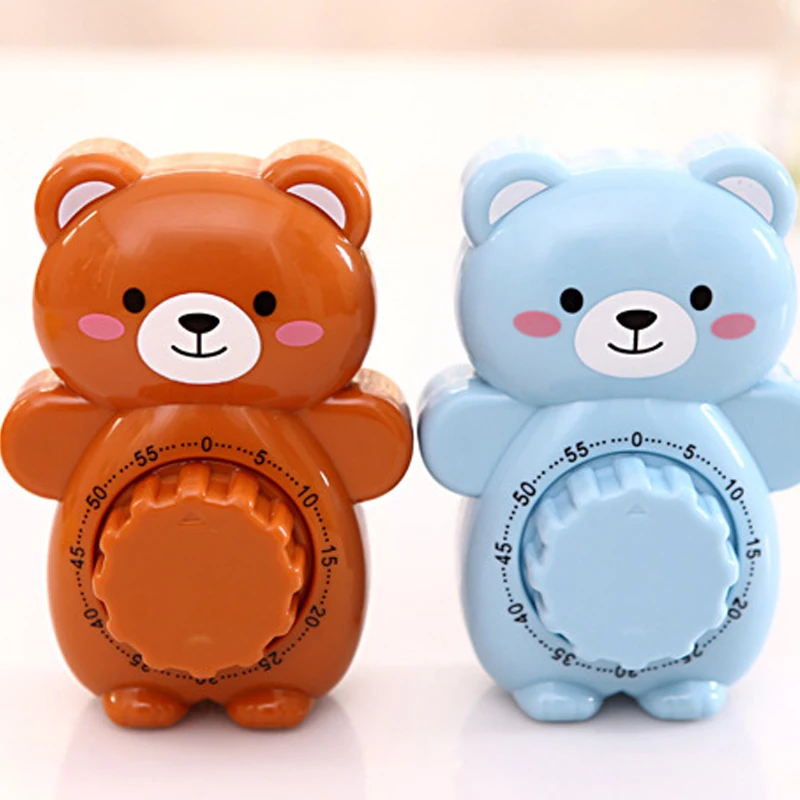 Cartoon Teddy Bear Timer Creative Life Lovely Kitchen Cooking Student Homework Plastic Dial | Дом и сад