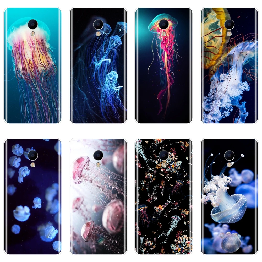 Чехол для Meizu M2 M3 M3S M5 M5C M5S M6 M6S M6T силиконовая Мягкая синяя задняя крышка с Медузой
