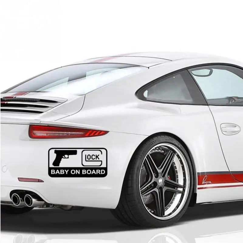 Детский автомобильный виниловый стикер GLOCK черный/серебристый|Наклейки на