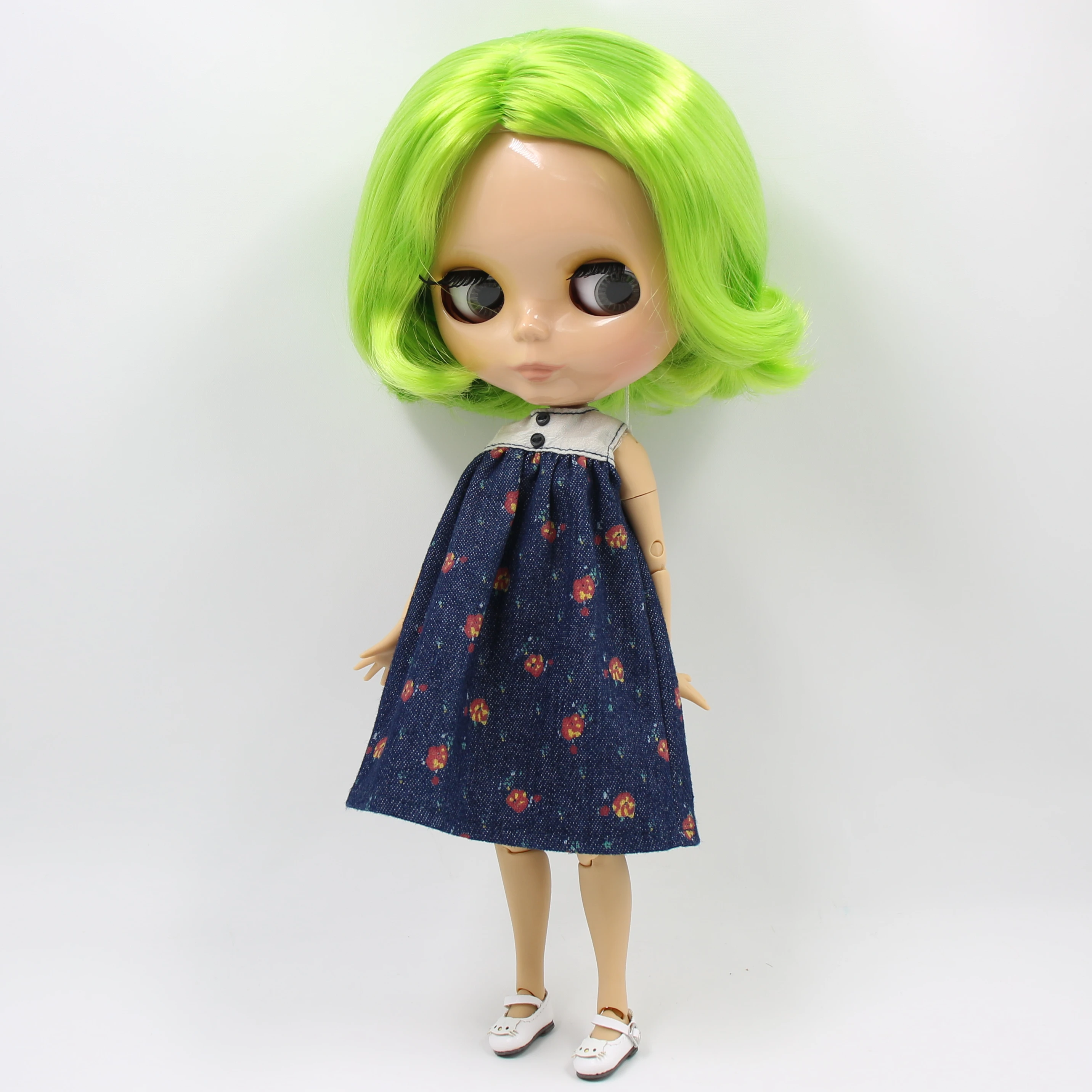 Ледяная кукла DBS Blyth 1/6 BJD ярко зеленые волосы для суставов тела белая кожа матовое