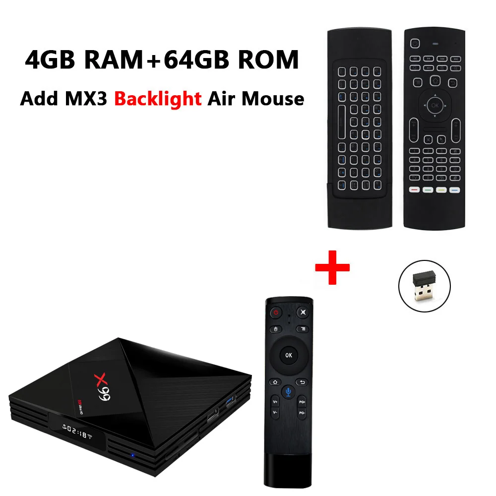X99 RK3399 4 Гб ОЗУ 64 Гб ПЗУ Голосовое управление Smart Android 7,1 ТВ-приставка 2,4G/5G Wifi 4K Bluetooth 4,1 USB 3,1 медиаплеер vs H96 MAX - Цвет: X99 add MX3-L