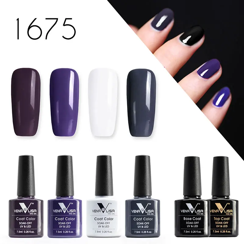 1675 Nail art soak off набор гель-лаков для ногтей VENALISA УФ СВЕТОДИОДНЫЙ Цветной Гель-лак для ногтей верхнее покрытие маникюр гель лак для ногтей гель основа - Цвет: 1675