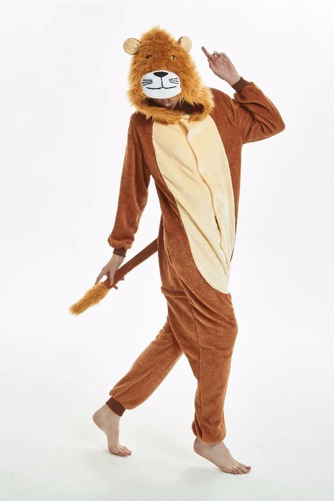 Кигуруми Лев тигр женские мужские детские пижамы косплей костюм Onesie одежда для
