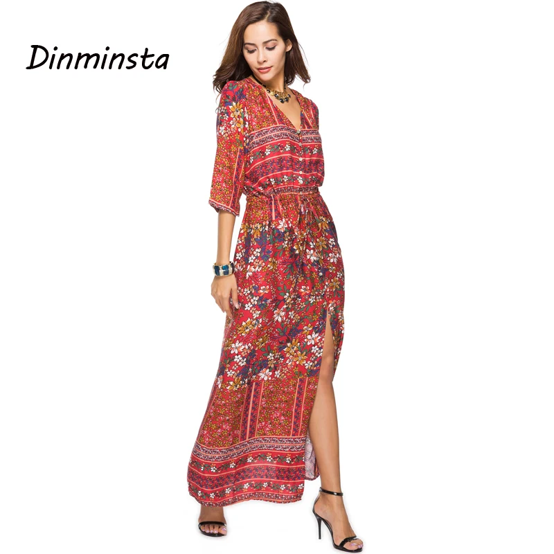 Dinminsta 2019 Новинка весеннее женское богемное пляжное платье Длинное Элегантное